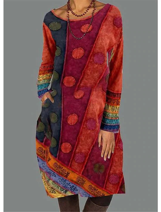 Eira- Vibrant Oriental Snygg klänning med orientaliska mönster