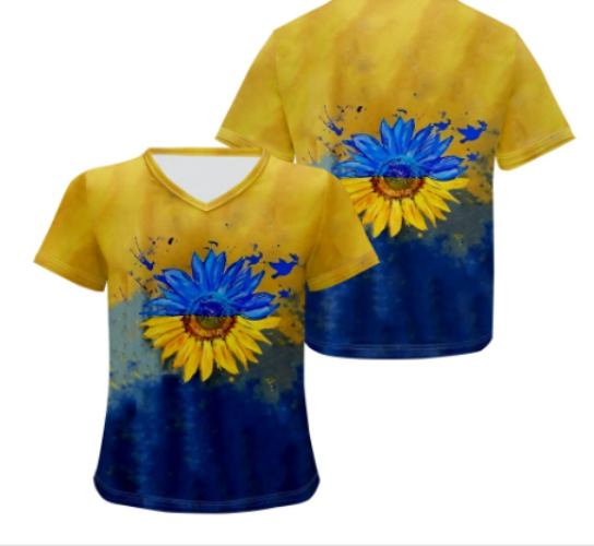 Sunflower | Casual t-shirt med tryck i batikfärger