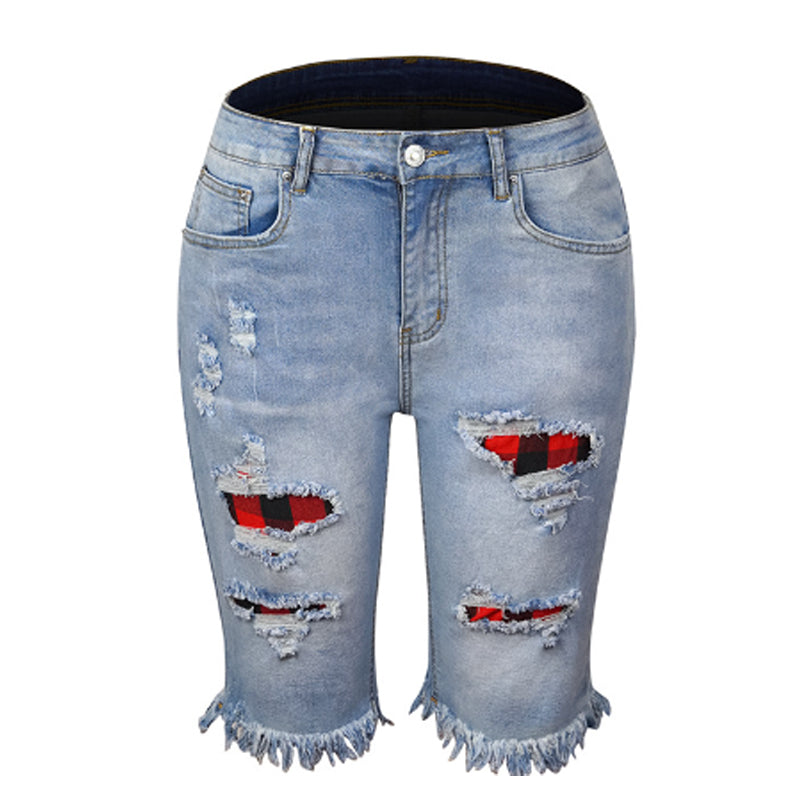 Ripped - Raw Hem Denim Distressed Stretchy Jean Shorts